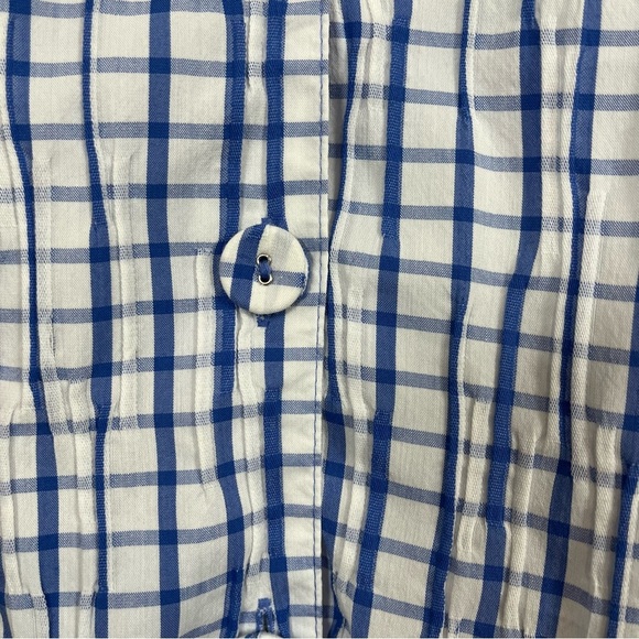 Foxcroft White Blue Check Button Shirt - Picture 3 of 13